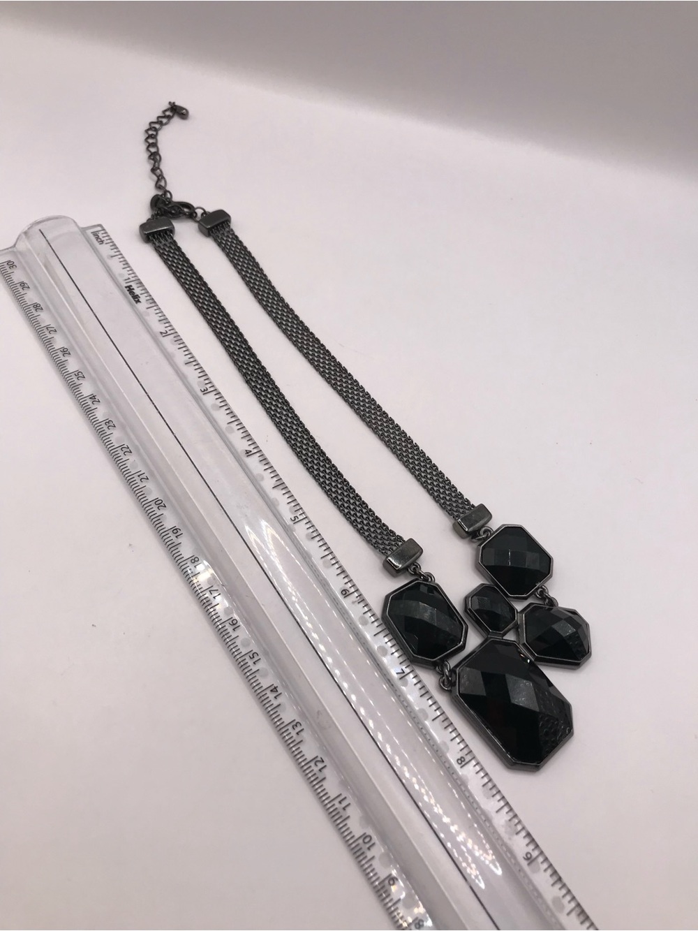 Lia Sophia Gunmetal & Black Faceted Statement Necklace - Picture 9 of 11